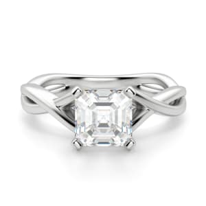 Twisted Classic Asscher Cut Engagement Ring, Default, 14K White Gold, Platinum