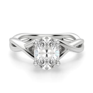 Twisted Classic Oval Cut Engagement Ring, Default, 14K White Gold, Platinum