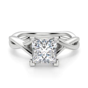 Twisted Classic Princess Cut Engagement Ring, Default, 14K White Gold, Platinum