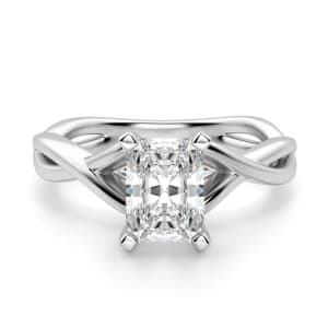 Twisted Classic Radiant Cut Engagement Ring, Default, 14K White Gold, Platinum