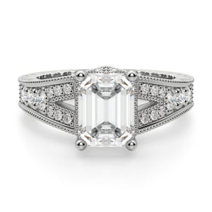 Valencia Emerald Cut Engagement Ring, 14K White Gold, Default, Platinum