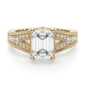 Valencia Emerald Cut Engagement Ring, 14K Yellow Gold, Default, 