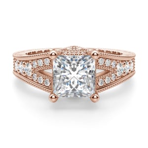 Valencia Princess Cut Engagement Ring, 14K Rose Gold, Default, 