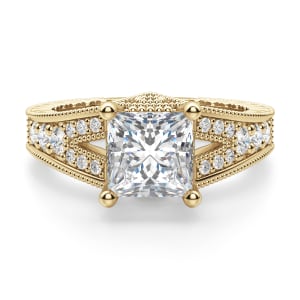 Valencia Princess Cut Engagement Ring, 14K Yellow Gold, Default, 