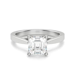 Cathedral Asscher Cut Solitaire Engagement Ring, 14K White Gold, Default, 