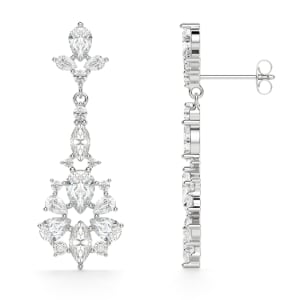 Amaryllis Drop Earrings, 14K White Gold, Hover, 