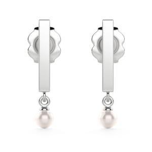 Pearl Drop Earrings, Default, 14K White Gold