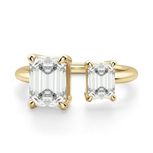Toi et Moi Emerald Cut Engagement Ring, Default, 14K Yellow Gold