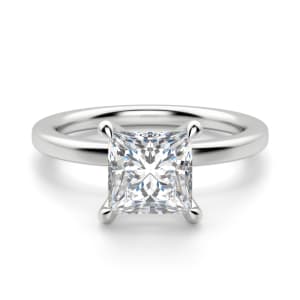 Arezzo Classic Princess Cut Engagement Ring, Default, 14K White Gold, Platinum