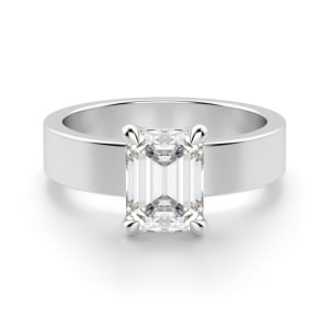 Basket Set Bold Emerald Cut Engagement Ring, Default, 14K White Gold,