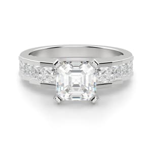 Cinderella Staircase Asscher Cut Engagement Ring, Default, 14K White Gold, Platinum,
