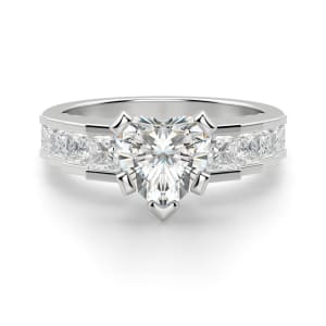 Cinderella Staircase Heart Cut Engagement Ring, Default, 14K White Gold, Platinum,