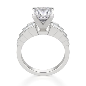 Cinderella Staircase Princess Cut Engagement Ring, Hover, 14K White Gold, Platinum, 