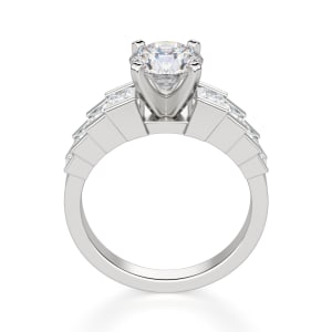 Cinderella Staircase Round Cut Engagement Ring, Hover, 14K White Gold, 