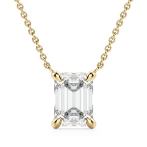 Emerald Cut Claw Prong Necklace, Default, 14K Yellow Gold,