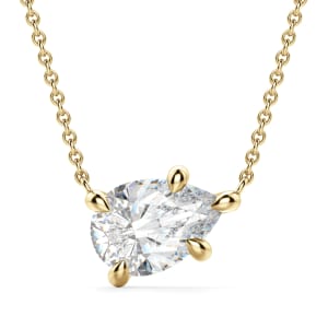 East-West Pear Cut Necklace, Default, 14K Yellow Gold, 
