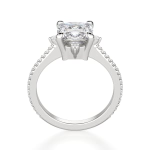 Compass Accented Cushion Cut Engagement Ring, Hover, 14K White Gold,