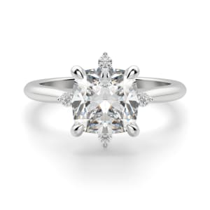 Compass Classic Cushion Cut Engagement Ring, Default, 14K White Gold,