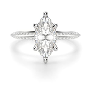 Knife-Edge Accented Marquise Cut Engagement Ring, Default, 14K White Gold, Platinum