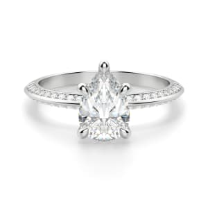 Knife-Edge Accented Pear Cut Engagement Ring, Default, 14K White Gold, Platinum
