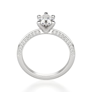 Knife-Edge Accented Pear Cut Engagement Ring, Hover, 14K White Gold, Platinum