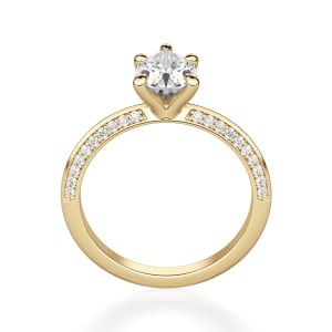 Knife-Edge Accented Pear Cut Engagement Ring, Hover, 14K Yellow Gold, 