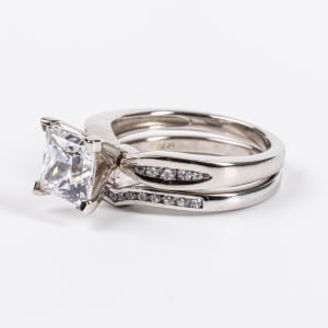 Lizzie Engagement Set With 2.00 Princess Center, Ring Size 6-7.5, 14K White Gold, Hover,