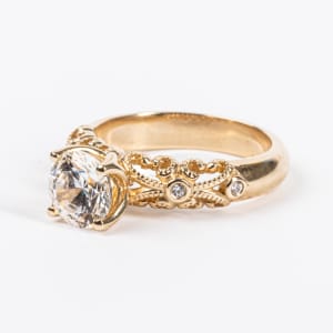 Nouveau Engagement Ring With 1.50 Round Center, Ring Size 7, 14K Yellow Gold, Hover,