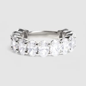 Oval Cut Semi-Eternity Band, 5 1/2 tcw, Ring Size 6.5, 14K White Gold, Default,