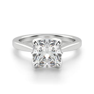 Peek-A-Boo Solitaire Cushion Cut Engagement Ring, Default, 14K White Gold, Platinum