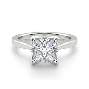 Peek-A-Boo Solitaire Princess Cut Engagement Ring, Default, 14K White Gold, Platinum