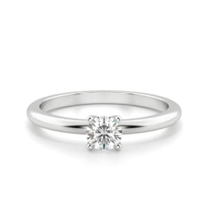 Round Cut Petite Ring, Sterling Silver, Default