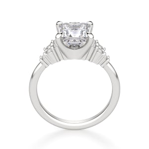Plumeria Princess Cut Engagement Ring, Hover, 14K White Gold,
