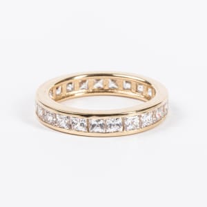 Princess Cut Channel Set Eternity Band, 2 1/2 tcw, Ring Size 5, 14K Yellow Gold, Default, Hover,