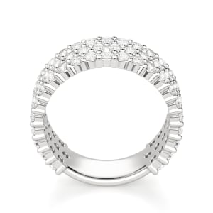 Round Cut Bold Pave Semi-Eternity Band (2 1/10 tcw), Hover, 14K White Gold,\r
