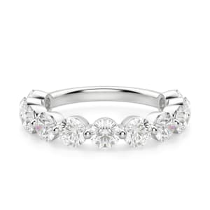 Round Cut Shared Prong Semi-Eternity Band (1 3/4 tcw), Default, 14K White Gold,\r
