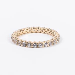 Round Cut Scallop Set Eternity Band, 1 tcw, Ring Size 5, 14K Yellow Gold, Default, Hover,