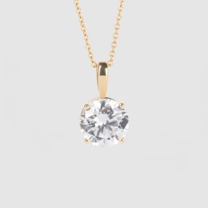 Single Bail Pendant With 1.03 Round Center, 14K Yellow Gold, Default, 