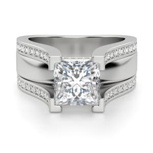 Abigail Princess Cut Engagement Ring, 14K White Gold, Default, 