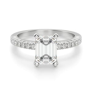 Angelix Emerald Cut Engagement Ring, 14K White Gold, Default, Platinum