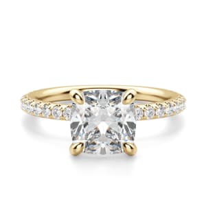 Arezzo Accented Cushion cut Engagement Ring, Default, 14K Yellow Gold, 