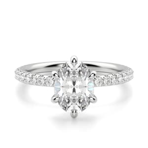 Arezzo Accented Oval cut Engagement Ring, 14K White Gold, Default, Platinum,