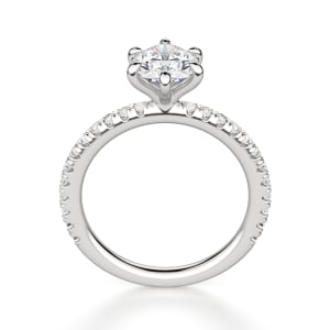 Arezzo Accented Oval cut Engagement Ring, 14K White Gold, Hover, Platinum,