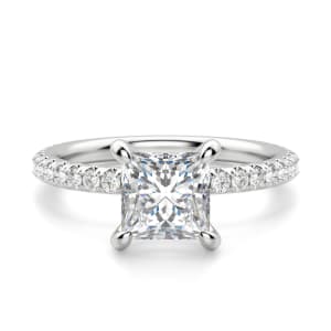Arezzo Accented Princess cut Engagement Ring, 14K White Gold, Default, Platinum,