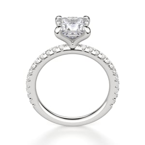 Arezzo Accented Princess cut Engagement Ring, 14K White Gold, Hover, Platinum,