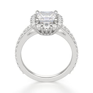 Barcelona Asscher cut Engagement Ring, 14K White Gold, Hover, 