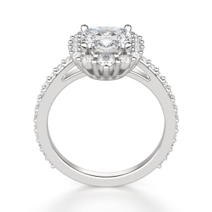 Barcelona Cushion cut Engagement Ring, Hover, 14K White Gold, 
