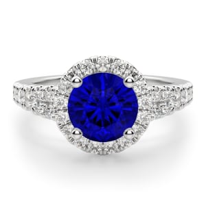 Berlin Round Cut Engagement Ring, Sapphire, Default, 14K White Gold, 