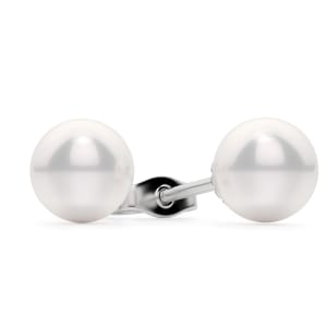 Cultured Pearl Stud Earrings, Sterling Silver, Default, 