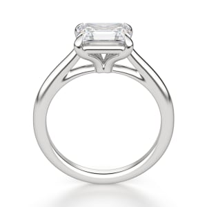 East-West Classic Trellis Emerald cut Engagement Ring, Hover, 14K White Gold, Platinum,